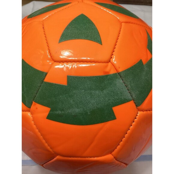 Spooky Orange Halloween Pumpkin Soccer Ball Face Glows In The Dark Unused Shape - Picture 5 of 7